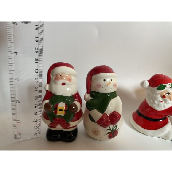 Christmas Salt and Pepper Shakers Lot, Santa Snowman, 2 Sets Vintage Rare - Picture 4 of 14